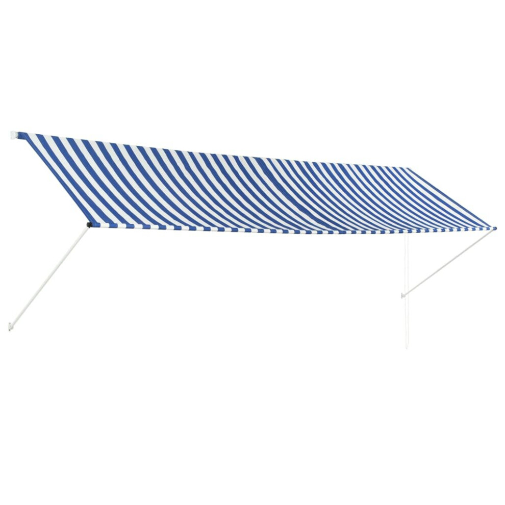 vidaXL Retractable Awning 400x150cm Blue and White Canopy Shade Sun Screen