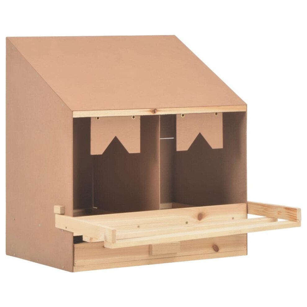 Vidaxl Solid Pine Wood Chicken Laying Nest 2 Compartments Poultry Laying Nest