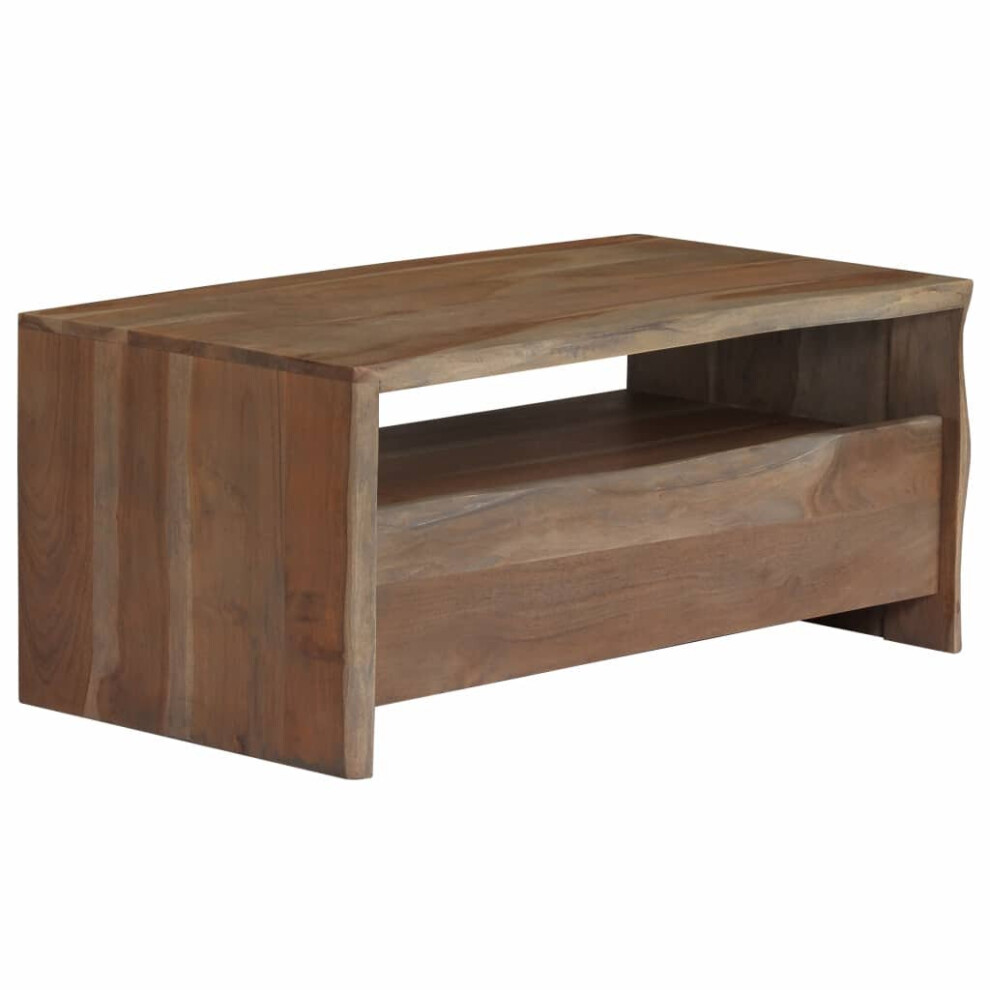 vidaXL Solid Acacia Wood Coffee Table Live Edges 90x50x40cm Grey Furniture