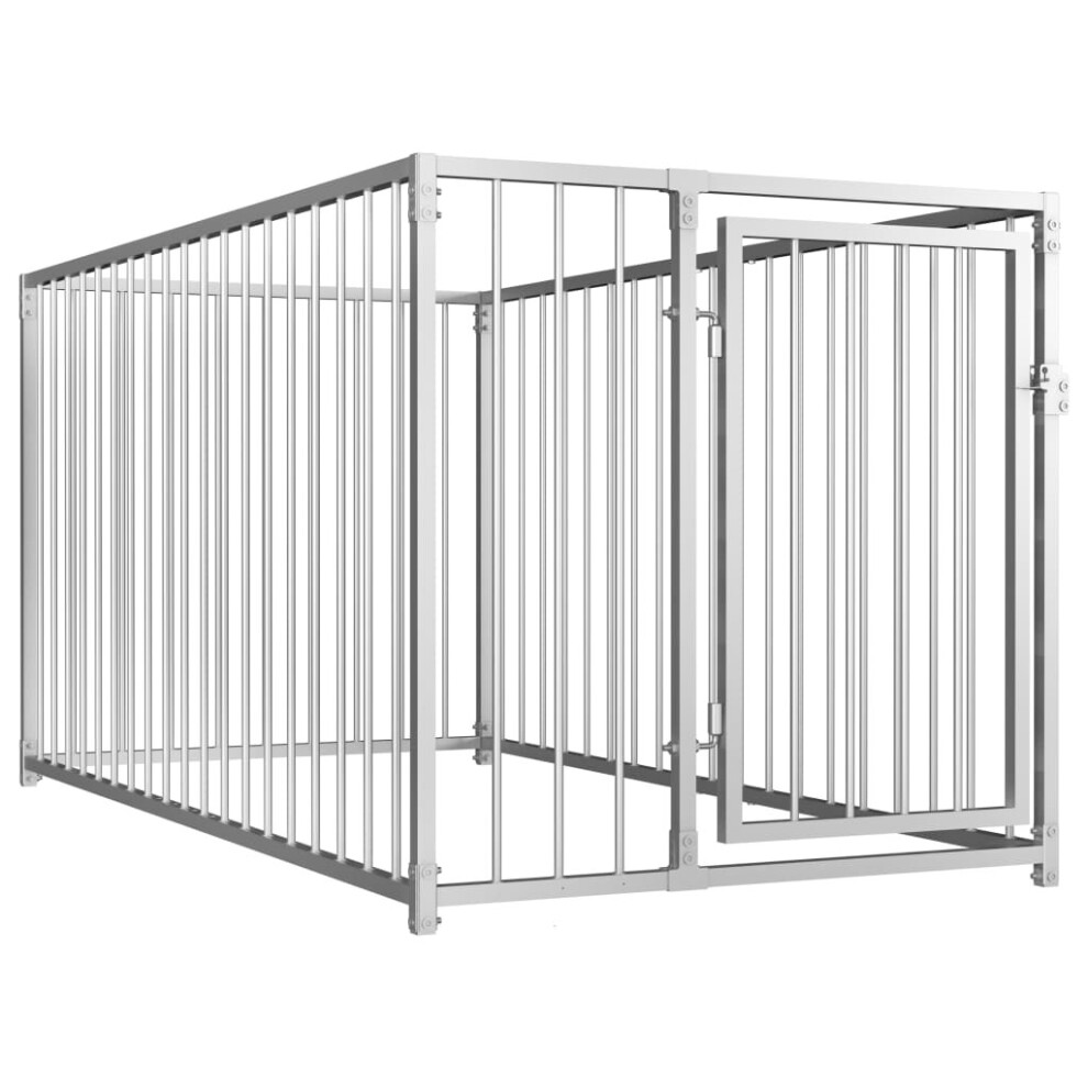 Vidaxl Outdoor Dog Kennel 100X200x100cm Silver House Pet Cage Animal Shelter