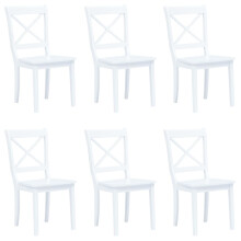 vidaXL 6x Solid Rubber Wood Dining Chairs White Kitchen Furniture Seating