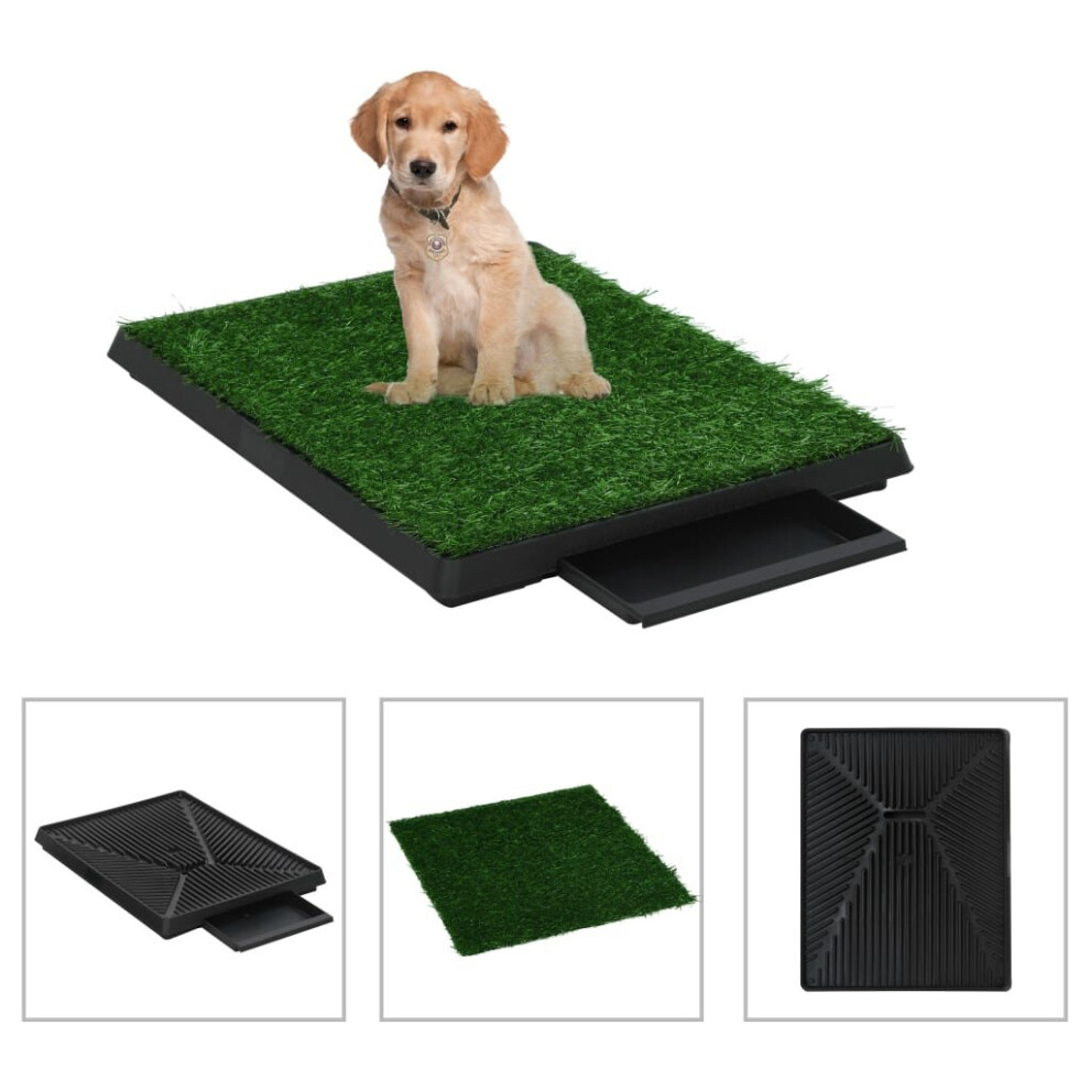 Photos - Dog Cosmetic VidaXL 2x Pet Toilets & Tray Faux Turf Green 63x50x7cm WC Dog Potty Puppy Mat 170767 