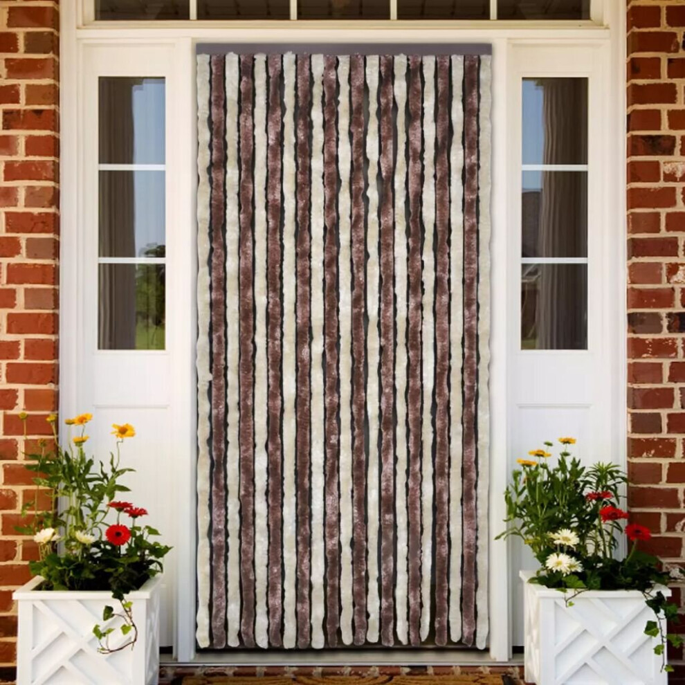 Vidaxl Insect Curtain Beige And Light Brown 90X220cm Chenille Bug Door Mesh Cream,Brown
