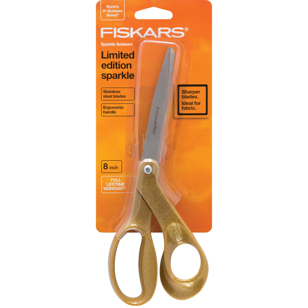 Fiskars Premier Bent Sparkle Scissors 8"-Gold 194514-1014