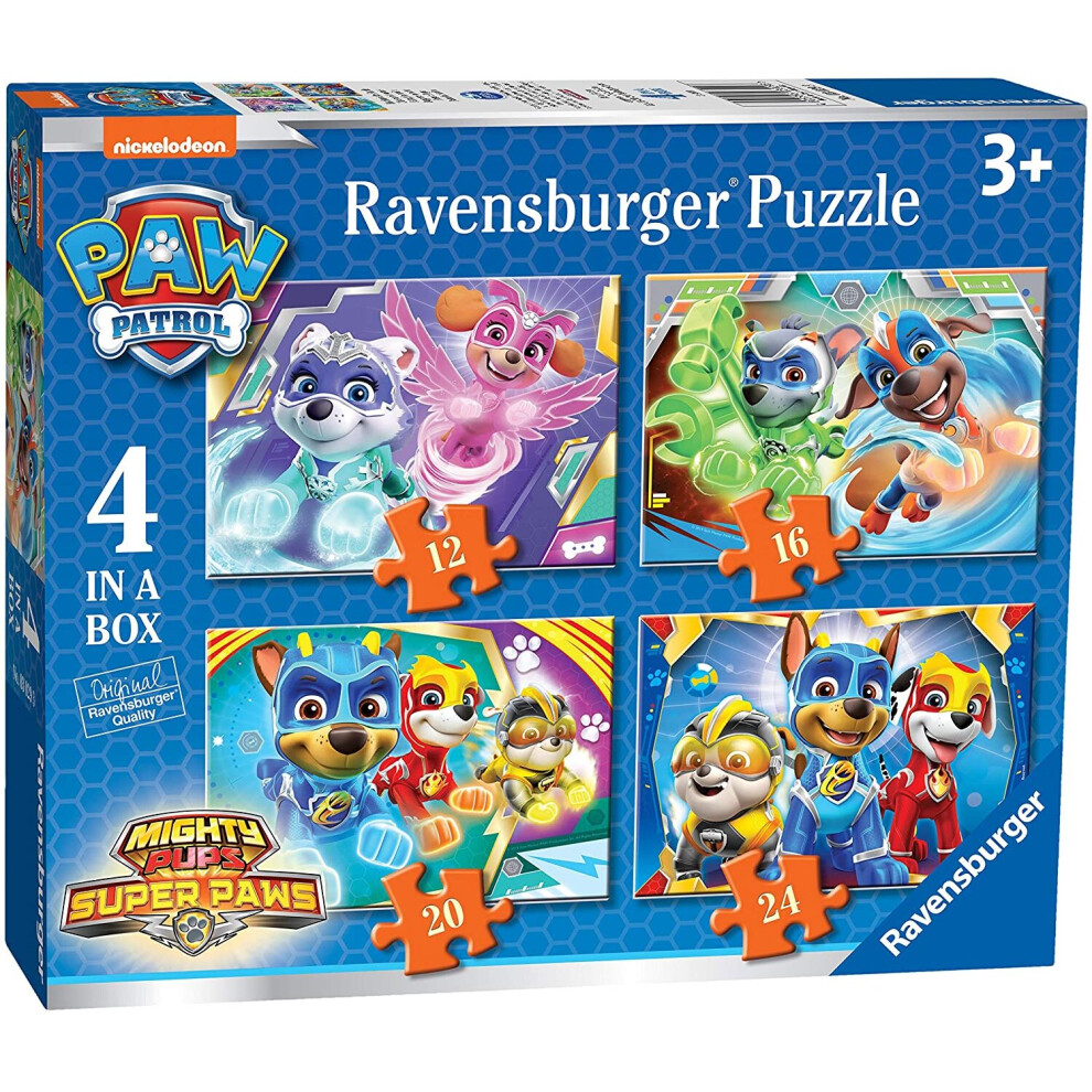 Ravensburger Paw Patrol Mighty Pups 4 in a Box (12, 16, 20, 24pc) Jigsaw Puzzles