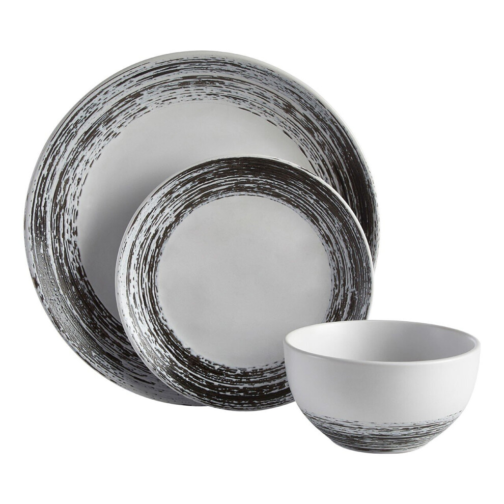 Premier Housewares Middag And White Dinner Set Robust Stoneware Black