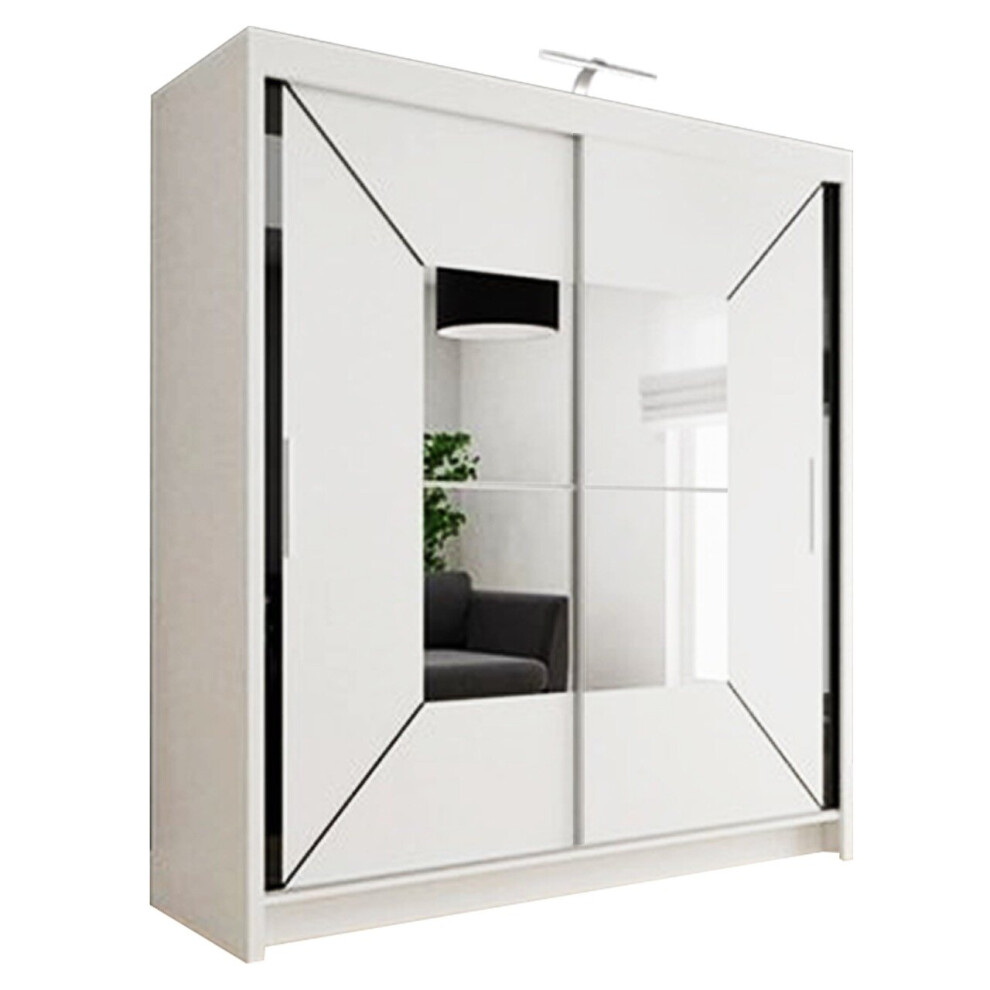 (White, Width 180cm) Modern Wardrobe Free Standing Mirror | Sliding Wardrobe