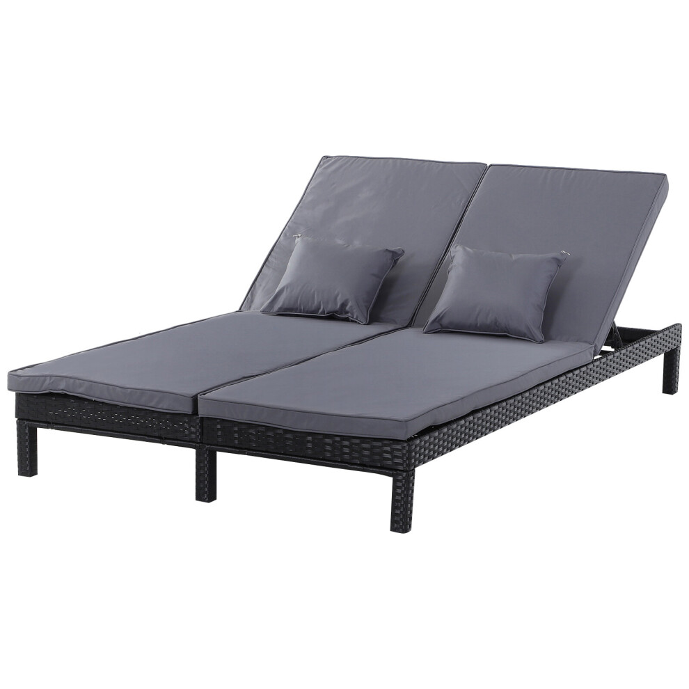 Outsunny Double Sun Lounger - Grey
