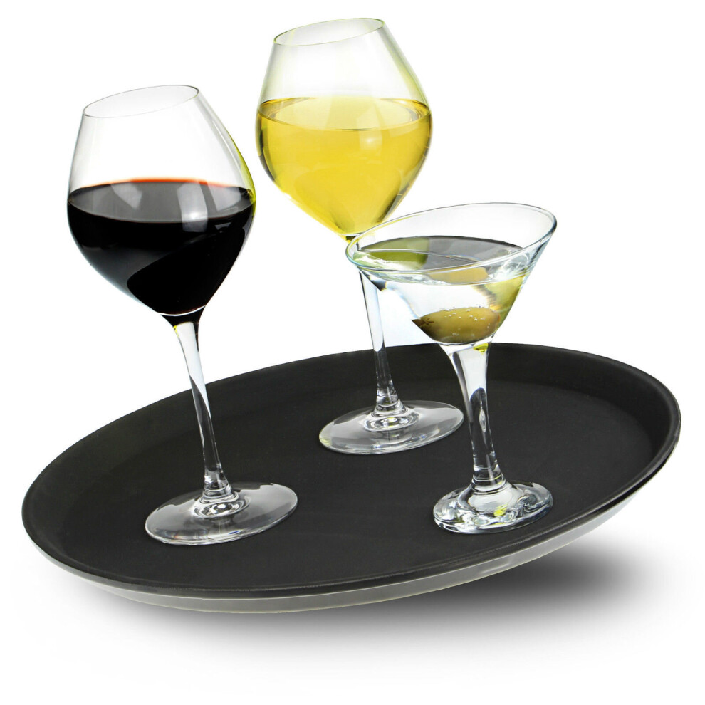 (11") Round Non-Slip Tray Serving Drinks Bar Pub Waiter Food Tray Cafe