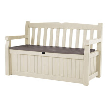 Chicreat Aluminium Bench with Polywood Surface and Cushion, Silver and Black, 100 x 50 x 45 cm