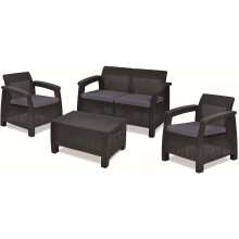 Keter Korfu Outdoor 4-Sitzer Rattan Garten Tisch & Stühle Set