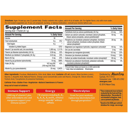Emergen-C, 1,000 mg Vitamin C, Super Orange, 30 Packets, 0.32 oz (9.1 g) Each 2