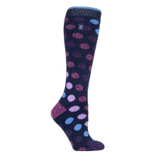 (04-Aug, Marinefleck) Heat Holders - Heat Holders LITE - Damen Warme Lang Dünn Thermo Kniestrümpfe für Gummistiefel