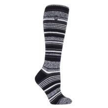 (37-42, Schwarzer Streifen) Heat Holders - Heat Holders LITE - Damen Warme Lang Dünn Thermo Kniestrümpfe für Gummistiefel