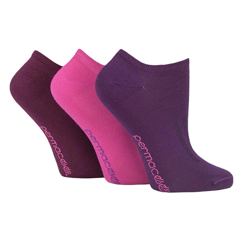 (6-8.5 UK, Pink/Purple) Unisex Breathable Anti Sweat Trainer Quarter Socks for Hot Weather