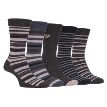 (39-45, FCS271BRNGRY (Gestreift)) Farah - Farah - 5 Paar Dünne Klassische Weiche Gestreifte Socken Baumwolle Atmungsaktive