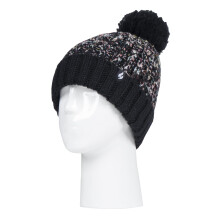 (One Size, Schwarz) Heat Holders - Heat Holders - Damen Beanie Mütze mit Bommel | Strickmütze mit Gefüttert Fleece