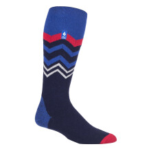 (06-Nov, Dunkelblauer Zickzack) Heat Holders - Heat Holders LITE - Herren Kniehohe Warm Thermo Skisocken Extra Dünn Bunte