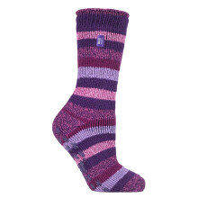 (04-Aug, Lila Streifen (Wacholder)) Heat Holders - Heat Holders - Damen Warme Anti Rutsch Thermo Stoppersocken mit Abs Sohlen