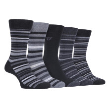 (39-45, FCS271BLKCHA (Gestreift)) Farah - Farah - 5 Paar Dünne Klassische Weiche Gestreifte Socken Baumwolle Atmungsaktive
