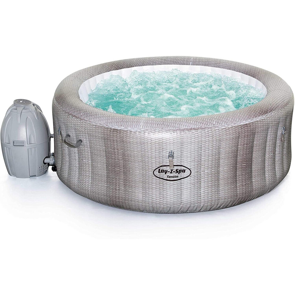 Lay-Z-Spa Cancun Hot Tub with Stylish Rattan Design, AirJet Inflatable Spa, 2 - 4 Person