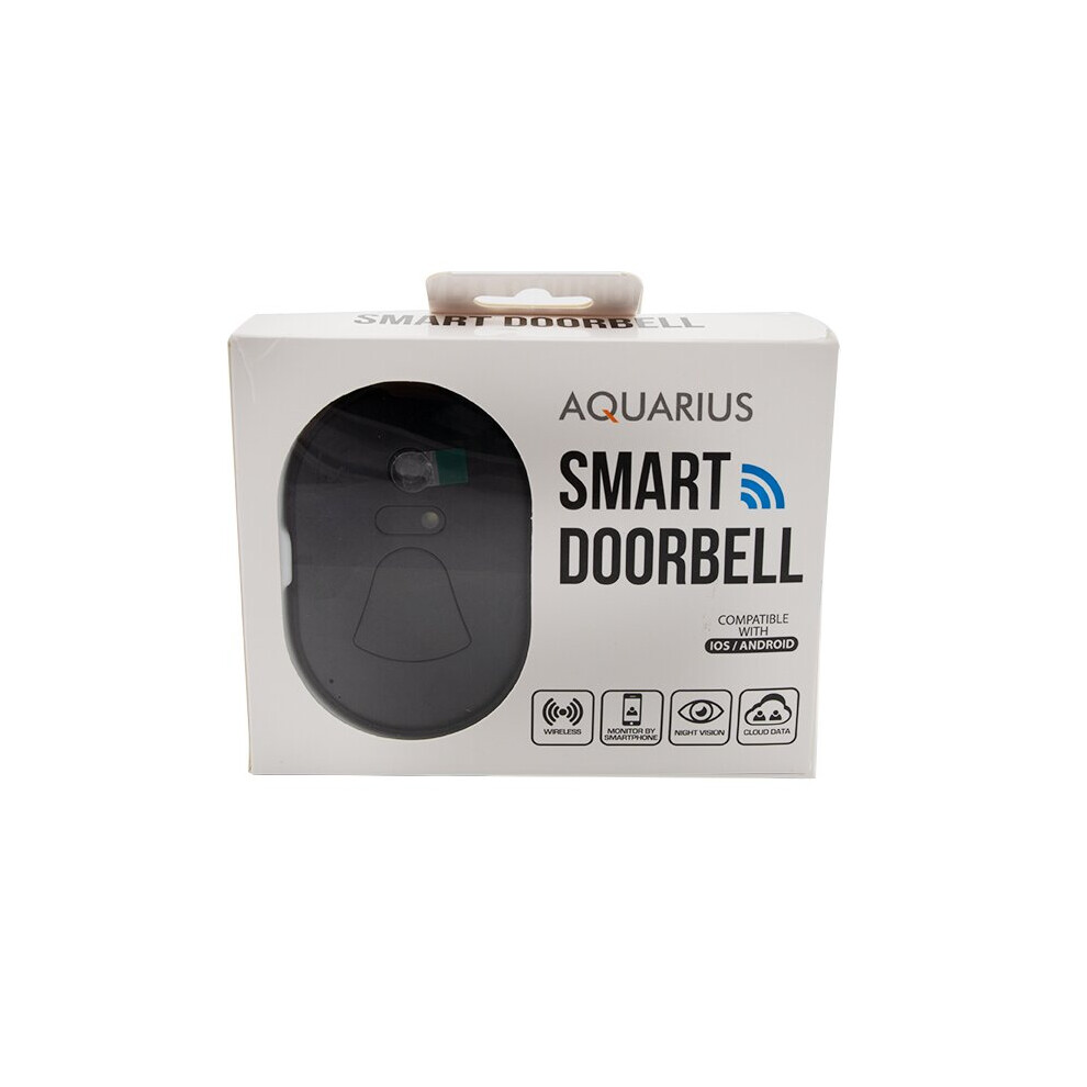 Aquarius Wireless Smart Camera Doorbell With Real Time Monitoring, Night Vision, Compatible With Ios And Android - Black 5056184015397