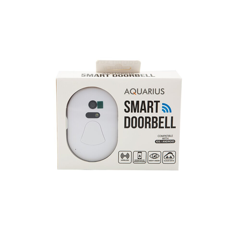 Aquarius Wireless Smart Camera Doorbell With Real Time Monitoring, Night Vision, Compatible With Ios And Android - White 5056184008535