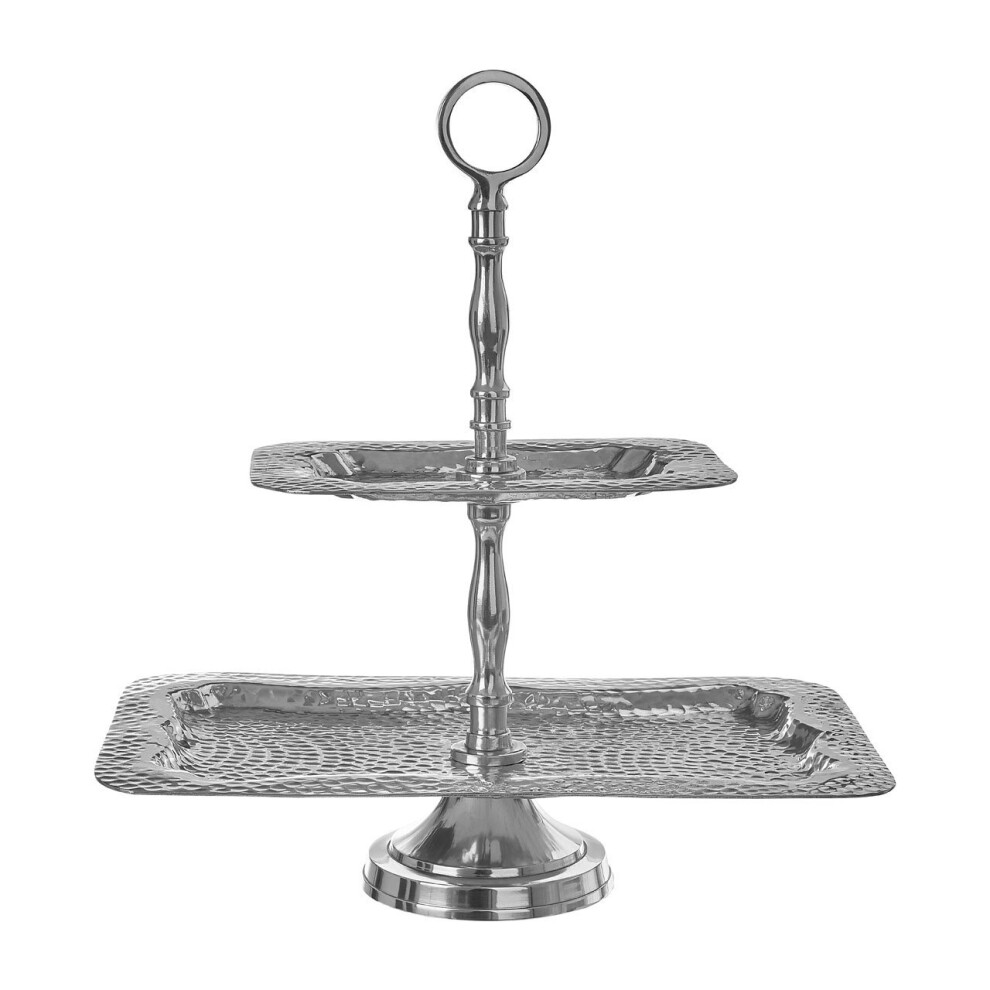 Premier Housewares 2 Tier Hammered Aluminium Cake Stand