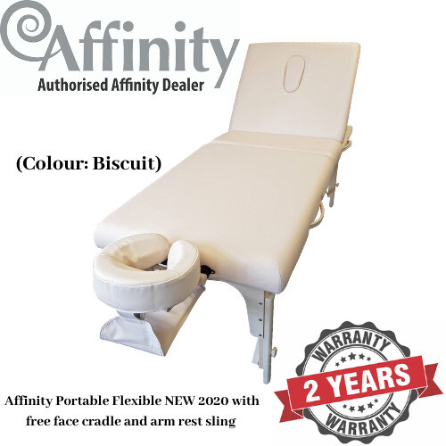 (Biscuit) Affinity Massage Table Portable Flexible NEW with face cradle plus arm rest sling