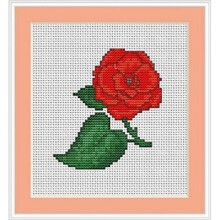 Red Rose Cross Stitch Kit - Luca S - Beginner 8cm x 9cm