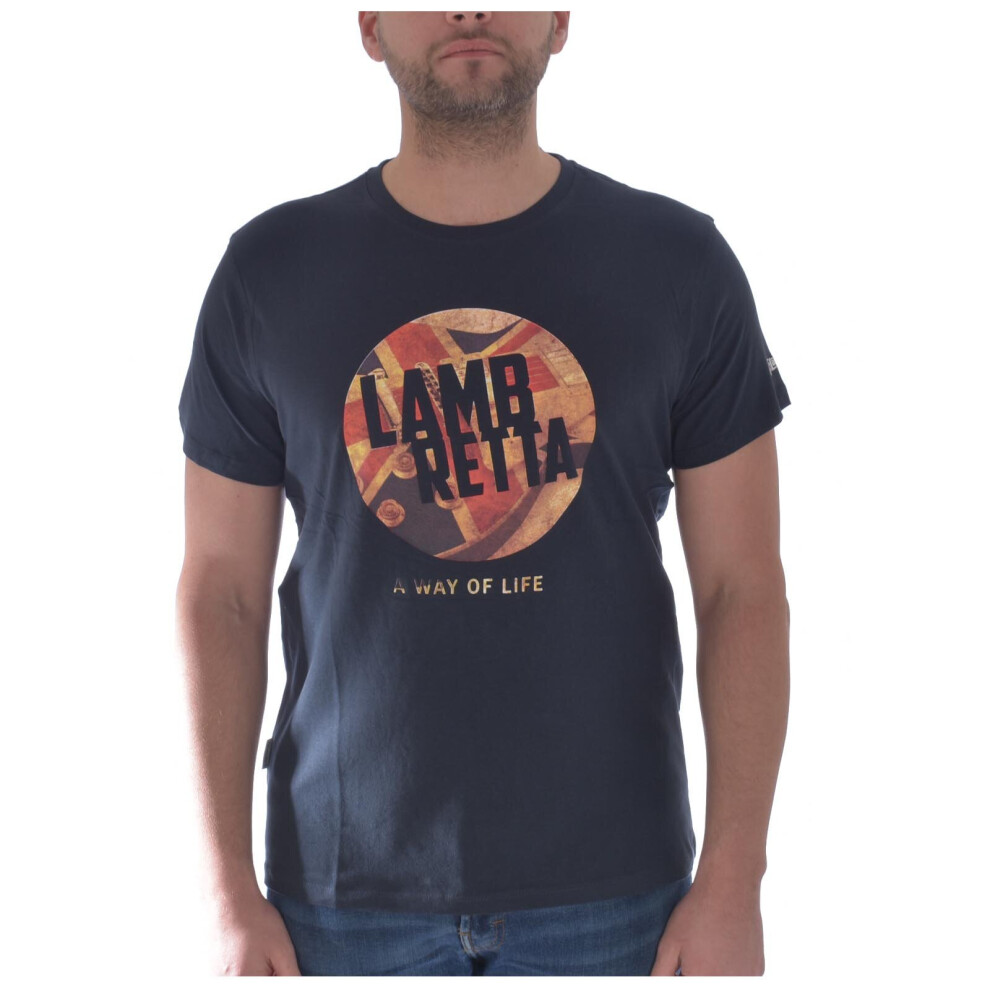 (2XL, Navy) Lambretta Mens Union Jack Guitar Cotton Short Sleeve Casual T-Shirt Top Tee