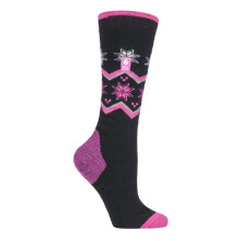 (37-42, Schwarzes Fairisle) Heat Holders - Heat Holders LITE - Damen Lange Skisocken Dünn Warm | Knielang Skisocken Bunt