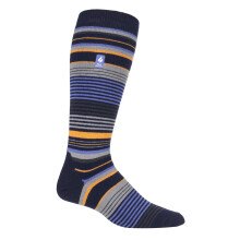 (06-Nov, Dunkelblauer Streifen) Heat Holders - Heat Holders LITE - Herren Kniehohe Warm Thermo Skisocken Extra Dünn Bunte
