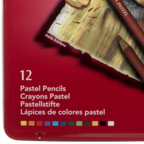 Derwent Crayons pastéis - Derwent - Caixa de metal com 12 - Cores variadas - Fáceis de usar 2