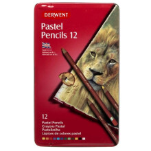Pastelli a cera - Derwent - Scatola di metallo da 12 - Colori variati - Facili da usare