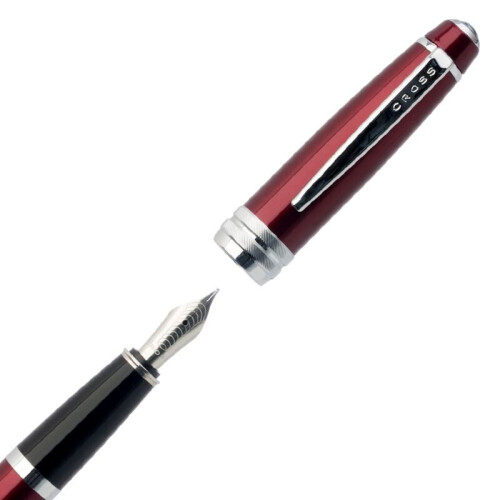 Cross Cross Bailey Red Lacquer Refillable Fountain Pen With Medium Nib And Black Ink 1
