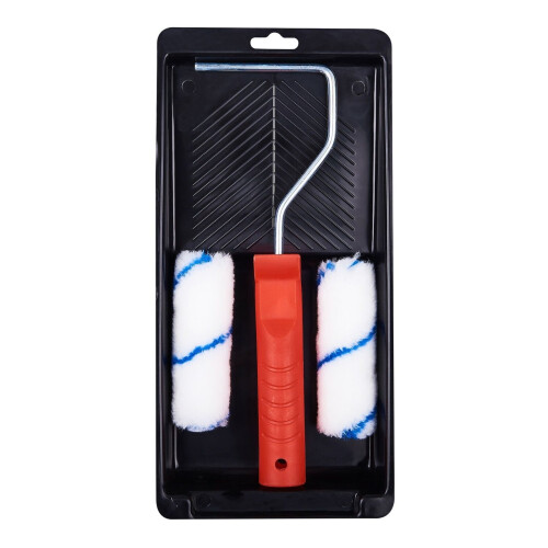 4" 100mm Paint Roller Kit Tray Frame 2 Medium Pile Sleeves (Amtech) 1