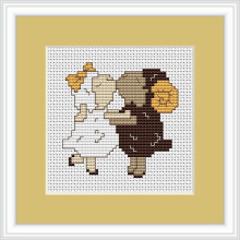 Kissing Sheep Cross Stitch Kit - Luca S - Beginner 7cm x 7cm