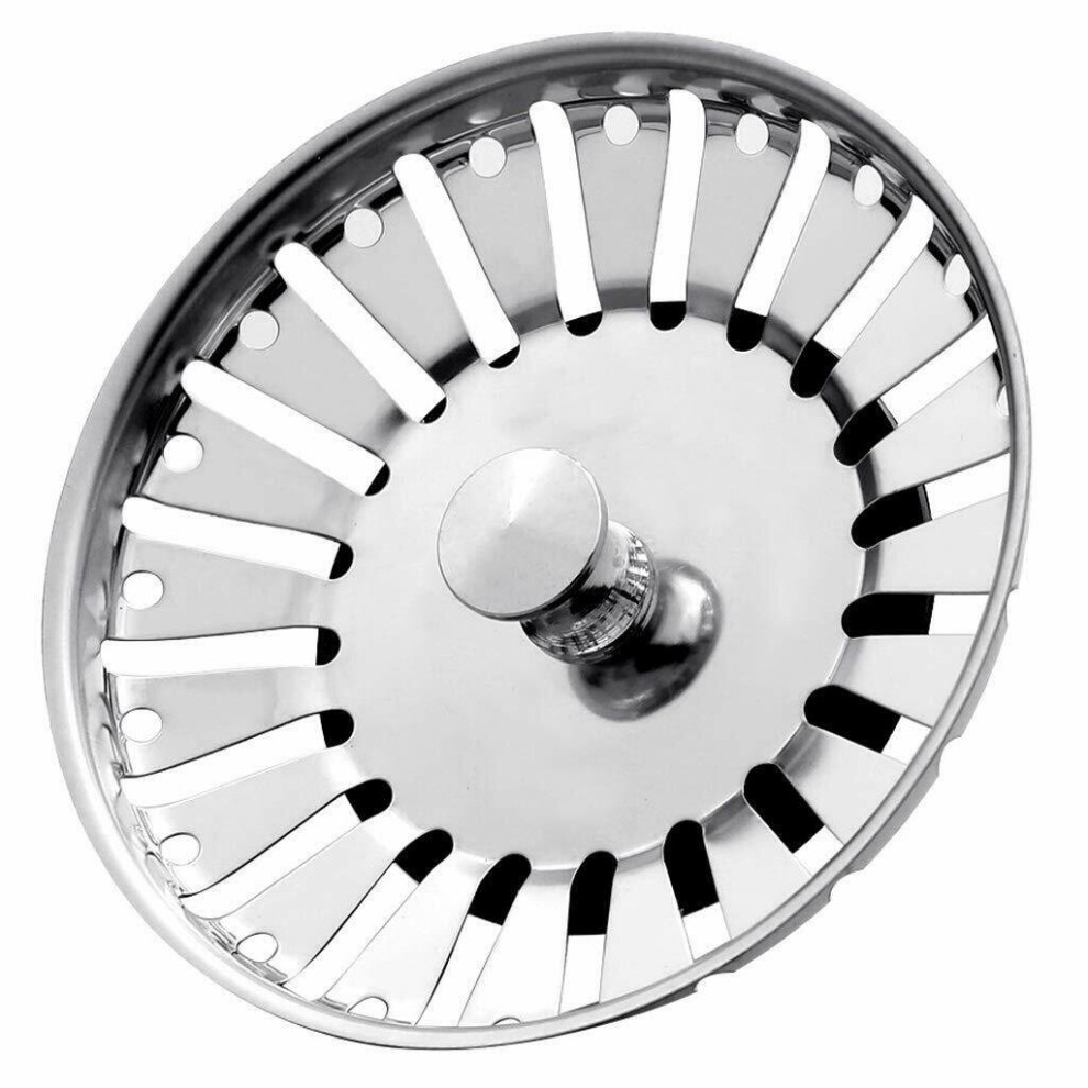 Stainless Steel Kitchen Sink Strainer Plug Drain Strain 84mm UK