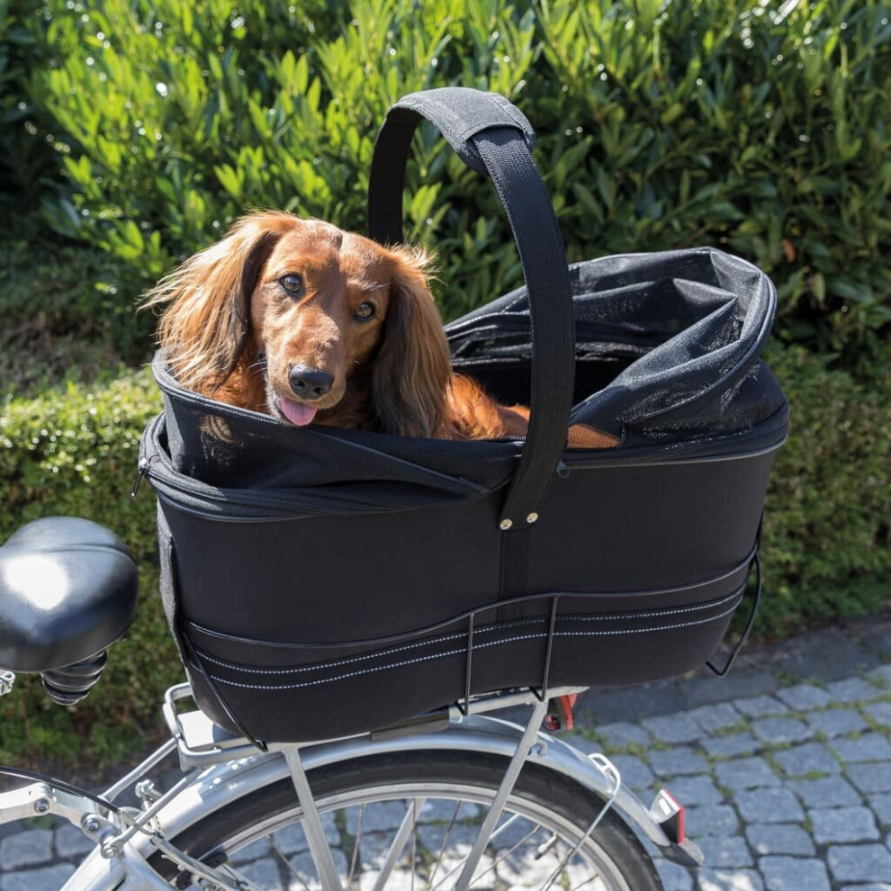 TRIXIE Rear Bicycle Basket for Pets 29x49x60cm Black Bicycle Tote Pet Carrier