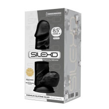 8.5 inch Realistic Silicone Dual Density Girthy Dildo with Suction Cup with Balls Black