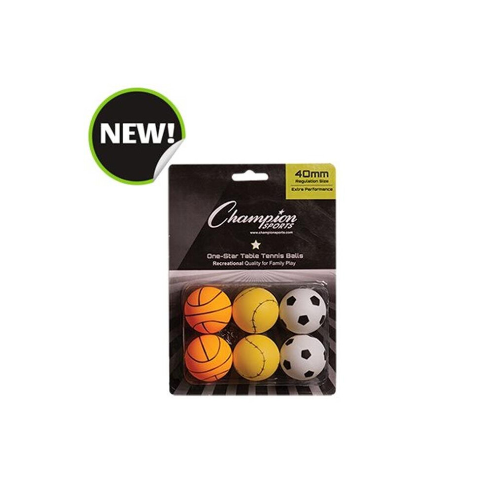 Champion Sports 1STAR6SP 8 x 5.75 x 1.5 in. 1 Star Table Tennis - 6 per Pack