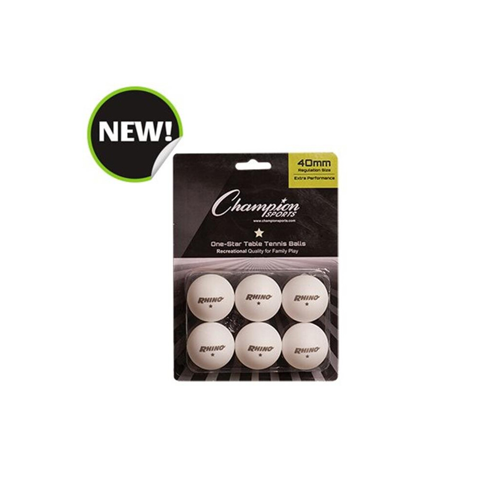 Champion Sports 1STAR6WH 8 x 5.75 x 1.5 in. 1 Star Table Tennis, White - 6 per Pack