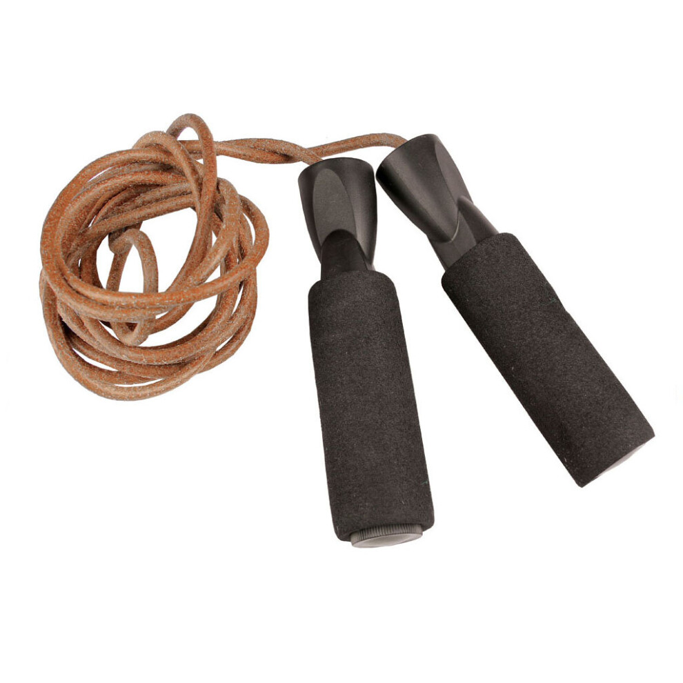 Fitness Mad Leather Exercise Weighted Skipping Rope 3m