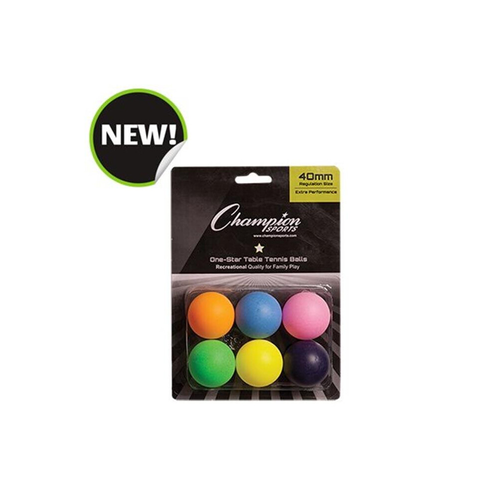 Champion Sports 1STAR6MP 8 x 5.75 x 1.5 in. 1 Star Table Tennis, Multicolor - 6 per Pack