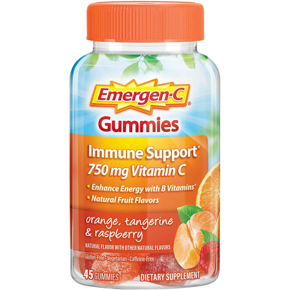 Emergen-C Orange Gummy, Immune Support 750Mg Vitamin C - Tangerine Raspberry - 45 Gummies
