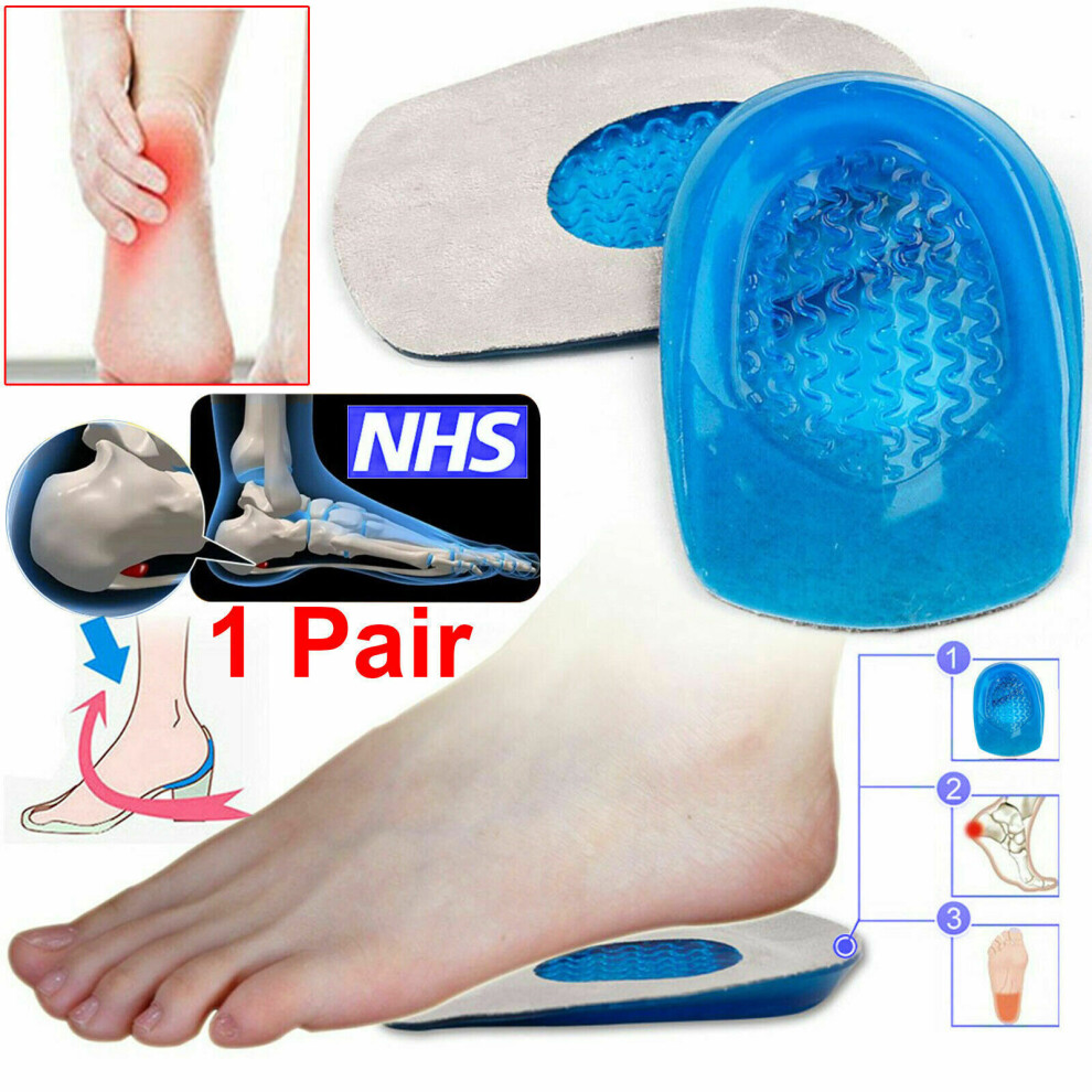 Ezi-Tech Gel Heel Cushions Orthotic Heel Support Pad Pain Relief Foot Cup Shoe
