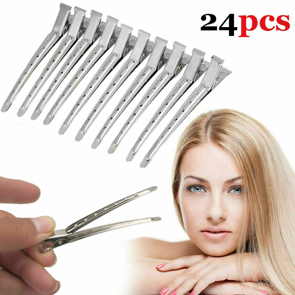 Ezi-Tech Unisex Grey 24 Pieces Metal Hair Sectioning Clips Sprung Strong Grip Hairdressing