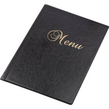 (Black) Menu Holder Cover Restaurant Faux Leather