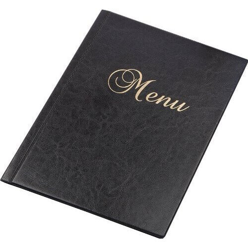 (Black) Menu Holder Cover Restaurant Faux Leather